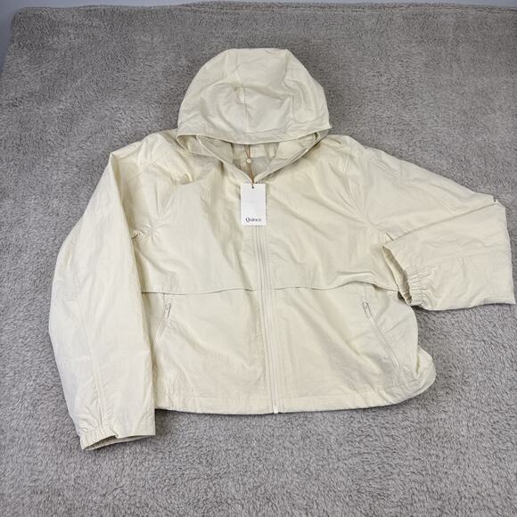 Quince Jackets & Blazers - Quince Wind proof Light Weight Hooded Jacket Tofu L NWT